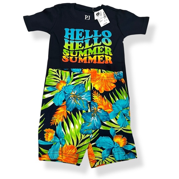 PJ Place Twin Toddler Boys 2 Outfit Sets Tropical Shirt Shorts Bundle 3T NWT - Picture 3 of 9